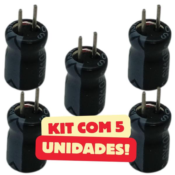 Imagem de KIT COM 5 CAPACITOR ELETROLITICO 22UF X 25V-105ºC