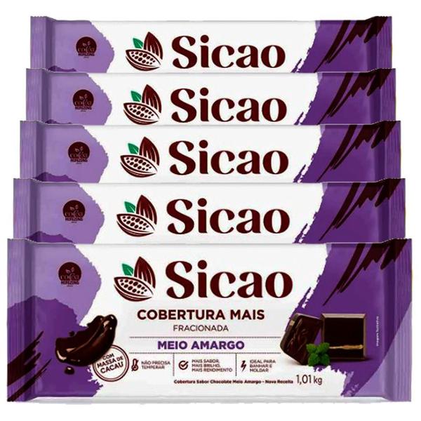 Kit Com 5 Coberturas Mais Meio Amargo Barra 1,01kg Sicao Imagem de Kit Com 5 Coberturas Mais Meio Amargo Barra 1,01kg Sicao