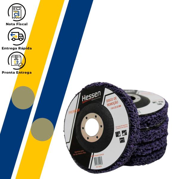 Imagem de Kit com 5 Disco Strip Disc Removedor Roxo Premium 115 mm Hessen