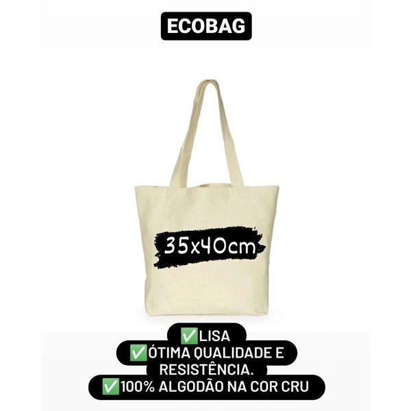 Imagem de Kit com 5 Ecobags 35x40cm - lisa 100% algodão cru