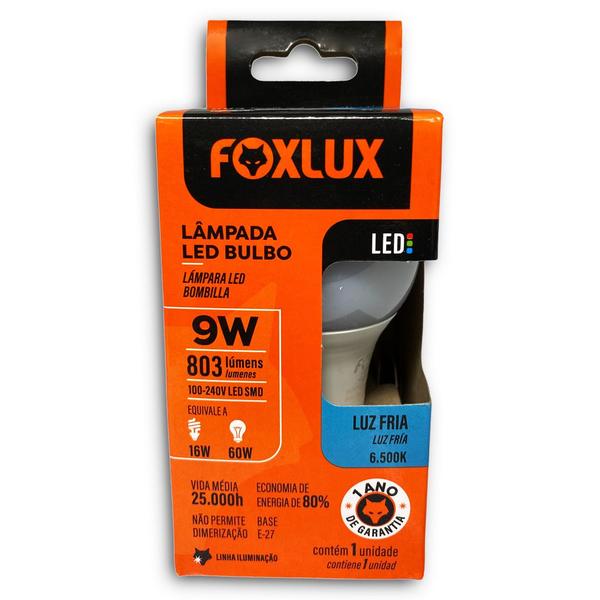 Imagem de Kit com 5 Lâmpadas Led Bulbo 110/220v 9w 6.500k Foxlux