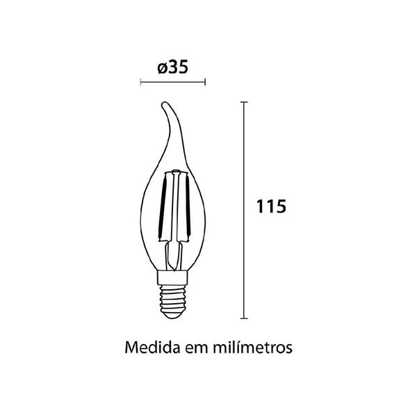 Imagem de Kit com 5 Lâmpadas Led Filamento Vela BA35 127V 2W 2200K (Luz Amarela) - Blumenau