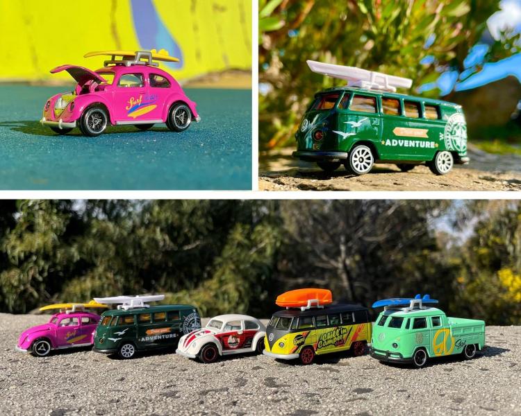 Imagem de  Kit Com 5 Miniatura 1/64 Oficial VW Fusca Kombi Exclusiva