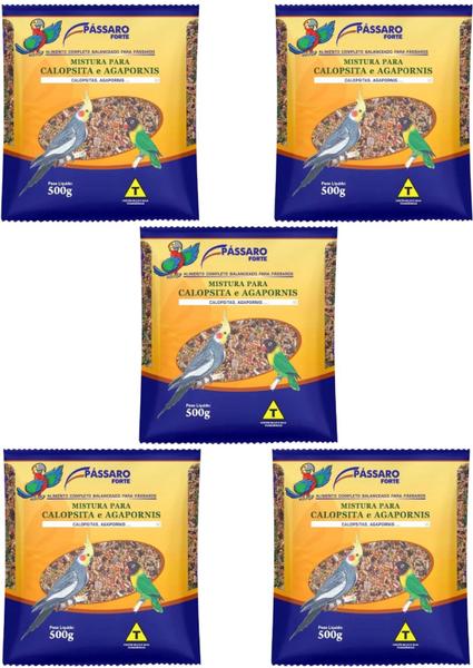 Kit com 5 Mistura para Calopsita E Agapornis 500gr Imagem de Kit com 5 Mistura para Calopsita E Agapornis 500gr