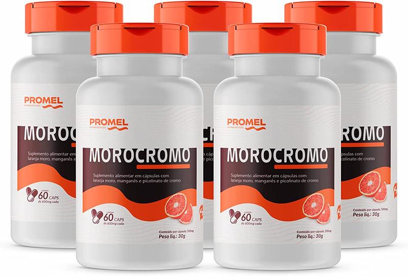 Imagem de Kit Com 5 - Morocromo (Laranja Moro, Manganês e Picolinato de Cromo) 60 Capsulas de 600mg Promel