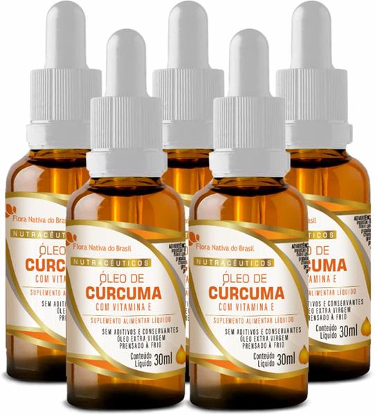 Imagem de Kit Com 5 - Óleo de Curc da Terra com Vitamina E em Gotas 30ml Flora Nativa do Brasil