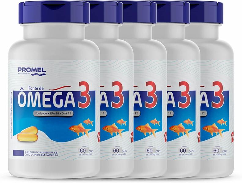 Imagem de Kit com 5 Ômega 3 Completo Promel 60 Cápsulas de 1450mg