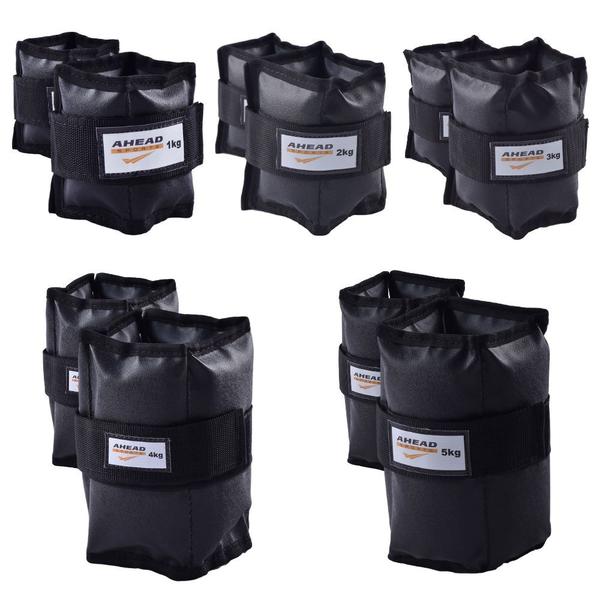 Kit com 5 Pares Caneleiras de Peso de 1kg À 5kg Ahead Sports Preta Imagem de Kit com 5 Pares Caneleiras de Peso de 1kg À 5kg Ahead Sports Preta