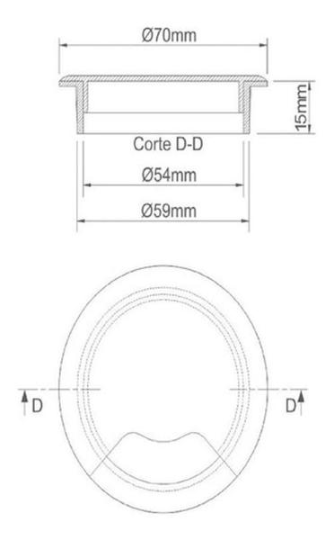 Imagem de Kit Com 5 Passa Fio Cabo Mesa Computador 59Mm Cores