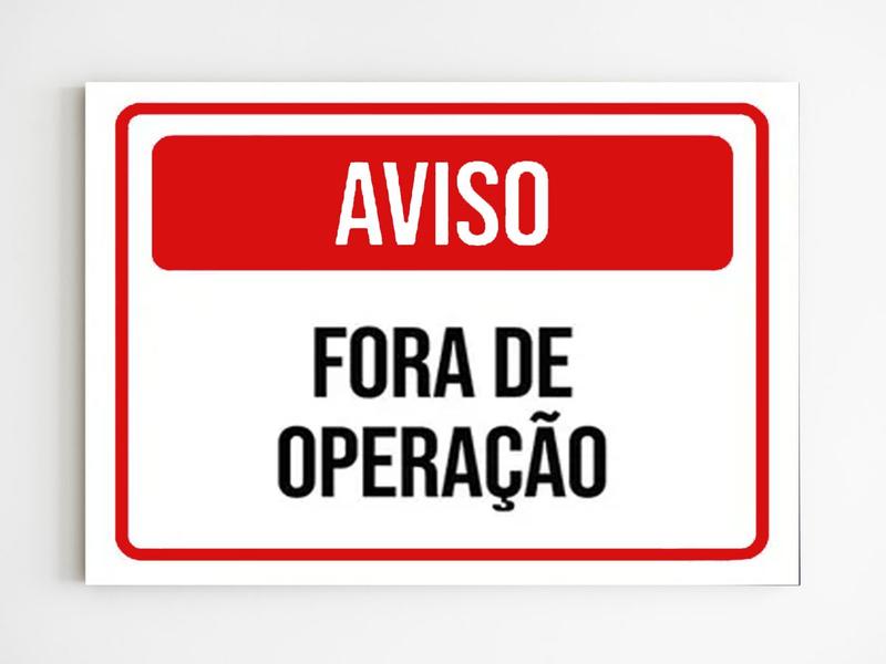 Imagem de kit com 5 placas de aviso fora de operação mdf 20x29 A4