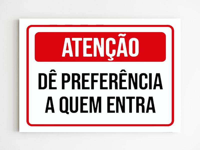 Imagem de Kit com 5 Placas de sinalização de preferência a quem entra