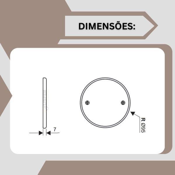 Imagem de Kit Com 5 Placas Espelho Redonda Cega 3x3 - Fame Blanc 3