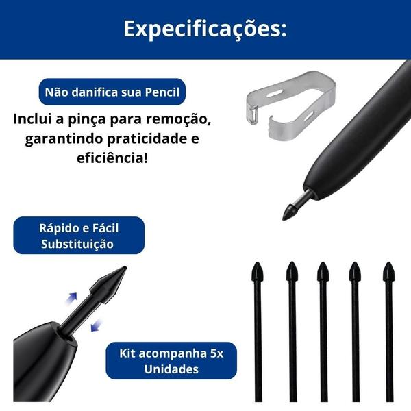 Imagem de Kit Com 5 Pontas Extras Pencil Para S7 Sm-T870