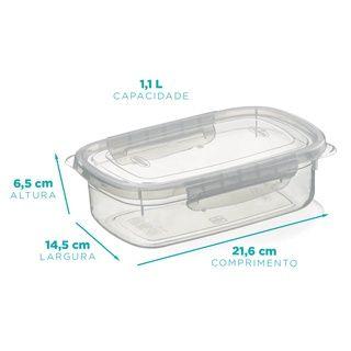 Kit com 5 potes rasos grande com travas 1,1 litros - Nitron Imagem de Kit com 5 potes rasos grande com travas 1,1 litros