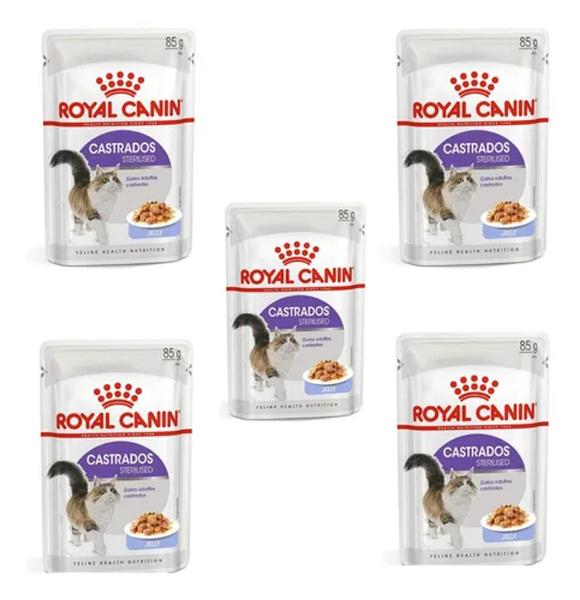 Imagem de Kit Com 5 Sachê Royal Canin Castrados Adultos Jelly 85g Cada