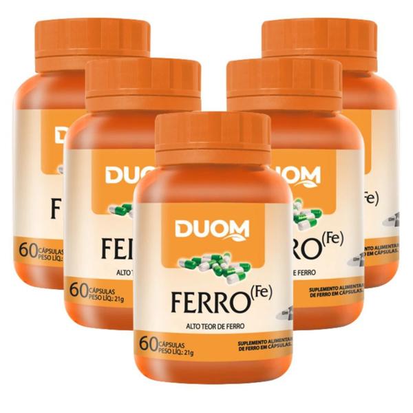 Imagem de Kit com 5 Suplemento Alimentar Ferro Duom 60 Capsulas 350mg (fe)