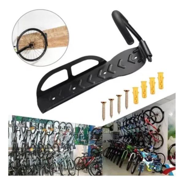 Imagem de Kit com 5 Suportes de Parede Vertical para Bicicleta Preto