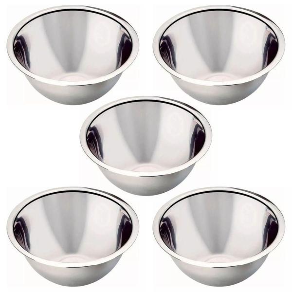 Imagem de Kit Com 5 Tigela Bowl De Inox 750ml Multiuso 17cm