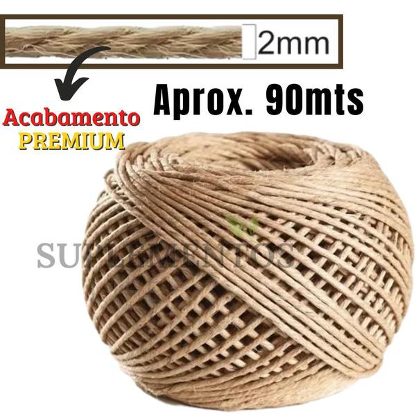 Imagem de Kit Com 5 Un Fio Cordão Barbante Rami 2mm Rolo 100g Sisal Aprox 90mts Artesanato Convite