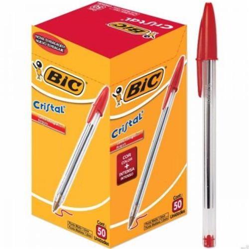 Imagem de Kit com 50 unidades Caneta Bic Cristal Vermelha