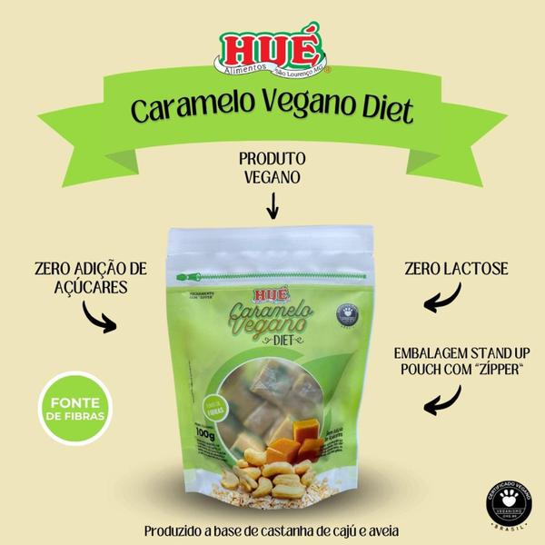 Kit Com 5Pct Caramelo Vegano Diet Hué 100G - HUE Imagem de Kit Com 5Pct Caramelo Vegano Diet Hué 100G