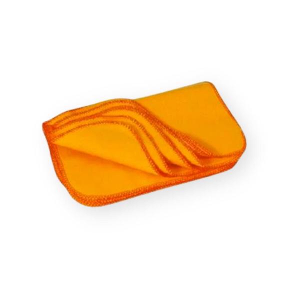 Imagem de Kit com 5un Flanela Laranja Ouro Grande G 38x58cm Pano de Limpeza Multiuso