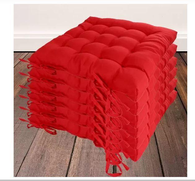 Imagem de Kit com 6 almofadas futon assento para cadeira - vermelha