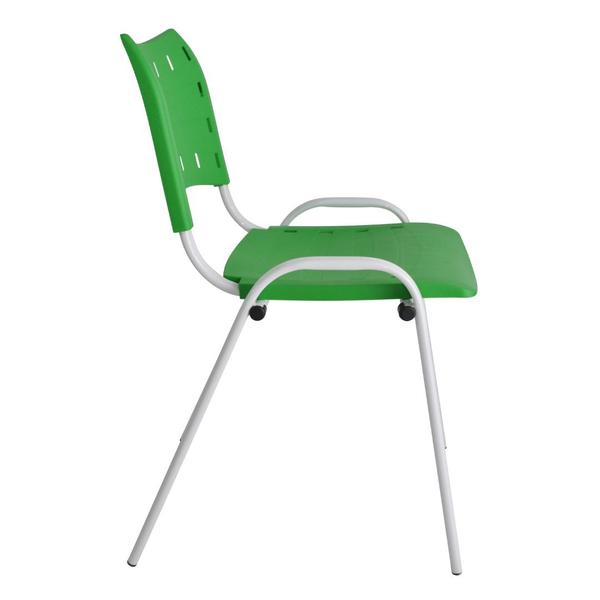 Imagem de Kit Com 6 Cadeiras Iso Para Escola Escritório Comércio Verde Base Branca 