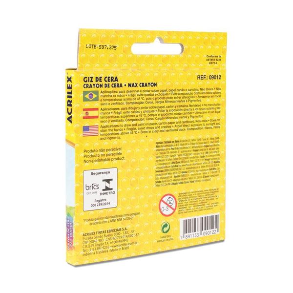 Kit Com 6 Caixas Giz De Cera Com 12 Cores Acrilex Imagem de Kit Com 6 Caixas Giz De Cera Com 12 Cores Acrilex