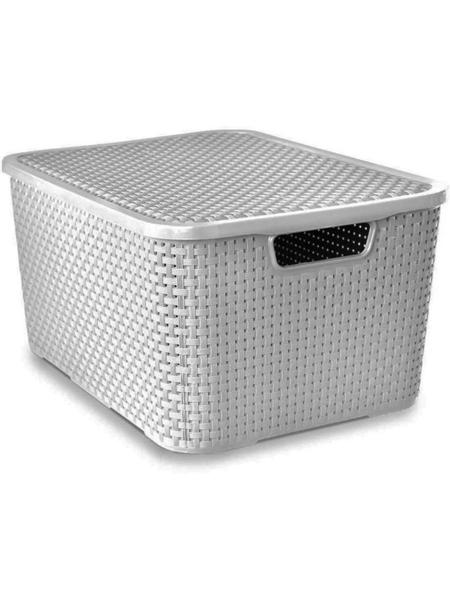 Imagem de Kit com 6 Caixas Organizadora Cesto Rattan 7 Litros Branco - Cesto Arqplast