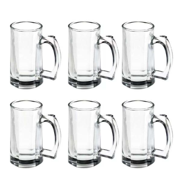 Imagem de Kit com 6 Caneca De Vidro Temperado Cerveja Chopp 370ml Drink