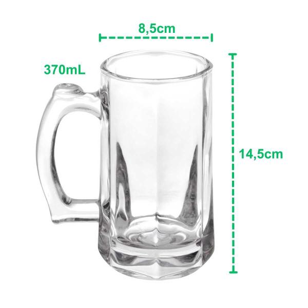 Imagem de Kit com 6 Caneca De Vidro Temperado Chopp 370ml Cerveja Drink