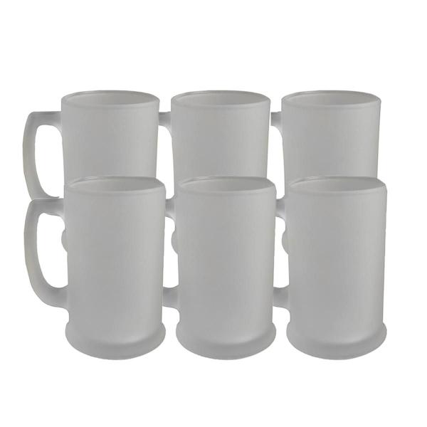 Imagem de Kit Com 6 Canecas Para Chopp Ou Cerveja Com Vidro Jateado Fosca Para Bar Restaurante 300ml De Alta Resistencia