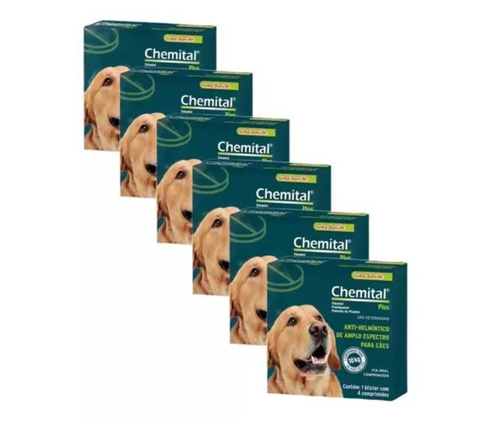 Imagem de Kit com 6 Chemital Plus 4 Comprimidos Para Cães - Chemitec