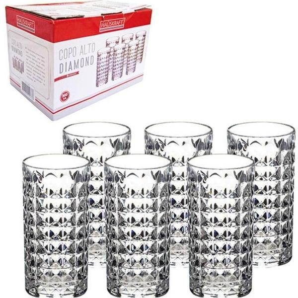 Imagem de Kit Com 6 Copos De Vidro 300Ml Alto Diamond - Ref. Cplg-001