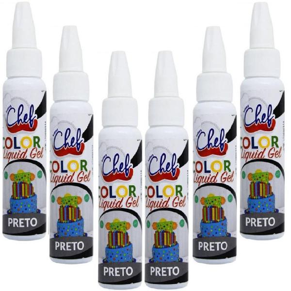 Imagem de Kit Com 6 Corantes Liquido Gel Preto 25G Iceberg