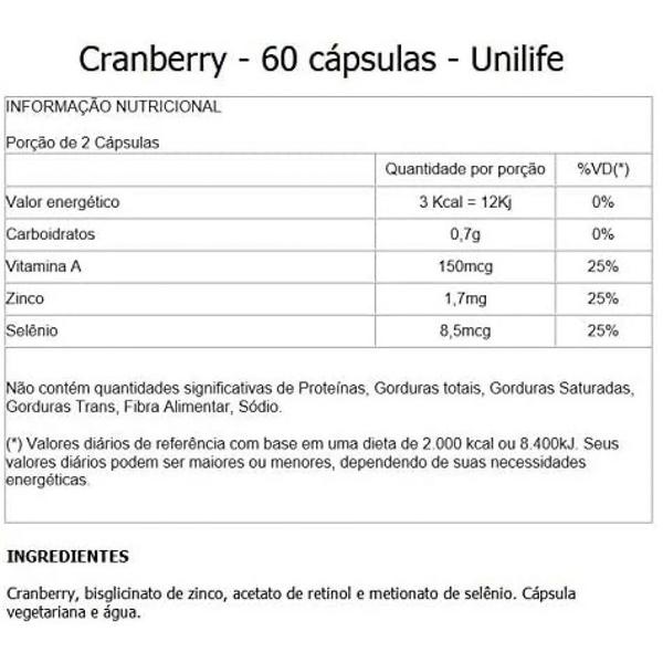 Imagem de Kit com 6 - Cranberry 500mg 60 Capsulas Unilife