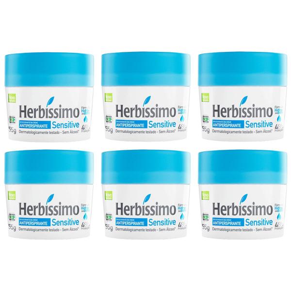 Imagem de    Kit Com 6 Desodorantes Em Creme Sensitive Herbíssimo - 55g