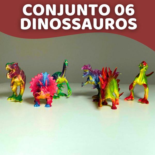 Imagem de Kit com 6 Dinossauros de brinquedo Etitoys infantil Animais pré-históricos