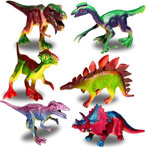 Imagem de Kit com 6 Dinossauros de brinquedo Etitoys infantil Animais pré-históricos