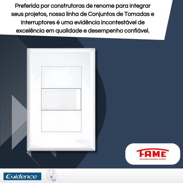 Kit Com 6 Interruptores Simples 16a C/ Placa Evidence - Fame Imagem de Kit Com 6 Interruptores Simples 16a C/ Placa Evidence - Fame
