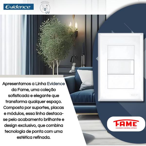 Kit Com 6 Interruptores Simples 16a C/ Placa Evidence - Fame Imagem de Kit Com 6 Interruptores Simples 16a C/ Placa Evidence - Fame