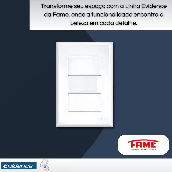 Kit Com 6 Interruptores Simples 16a C/ Placa Evidence - Fame Imagem de Kit Com 6 Interruptores Simples 16a C/ Placa Evidence - Fame