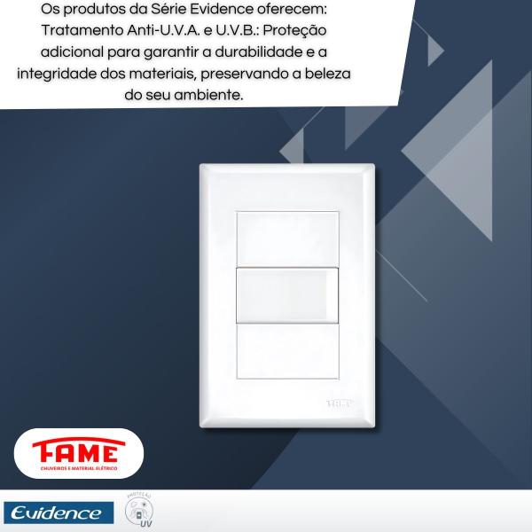 Kit Com 6 Interruptores Simples 16a C/ Placa Evidence - Fame Imagem de Kit Com 6 Interruptores Simples 16a C/ Placa Evidence - Fame