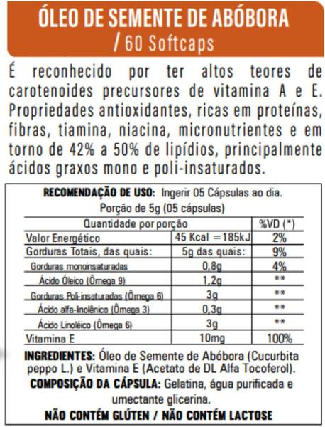 Imagem de Kit Com 6 Óleo de Semente de Abóbora 60 capsulas de 1000mg Flora Nativa do Brasil