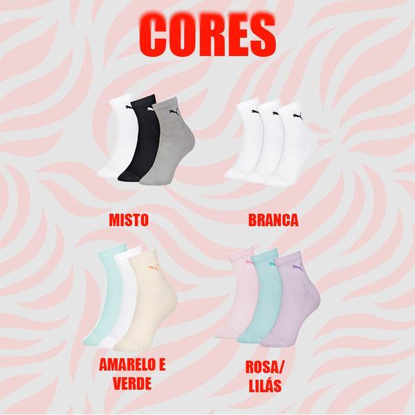 Imagem de Kit Com 6 Pares De Meias Cano Médio Algodão Esporte Sport Feminino