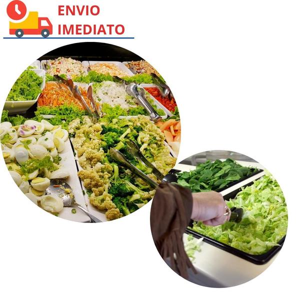 Imagem de Kit com 6 Pegador Salada Frutas Frios Pães Carne Churrasco Inox Restaurante