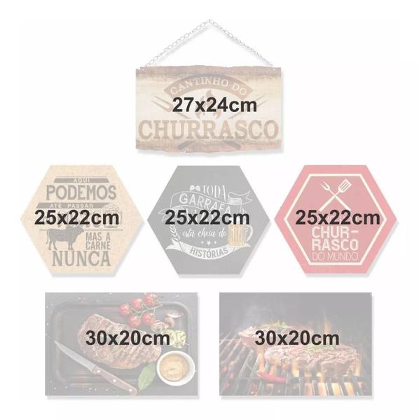 Imagem de Kit Com 6 Placas Decorativas Em Mdf - Tema Churrasco