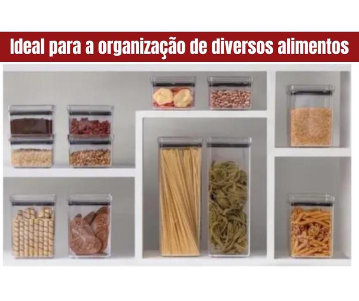 Imagem de   Kit Com 6 Potes Herméticos Jogo de Porta Mantimentos de Acrílico Com Tampa Organizador de Alimento