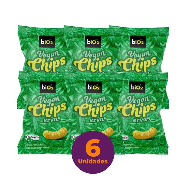 Imagem de Kit com 6 Snack Vegano Orgânico Sem Glúten biO2 Vegan Chips Ervas 40g